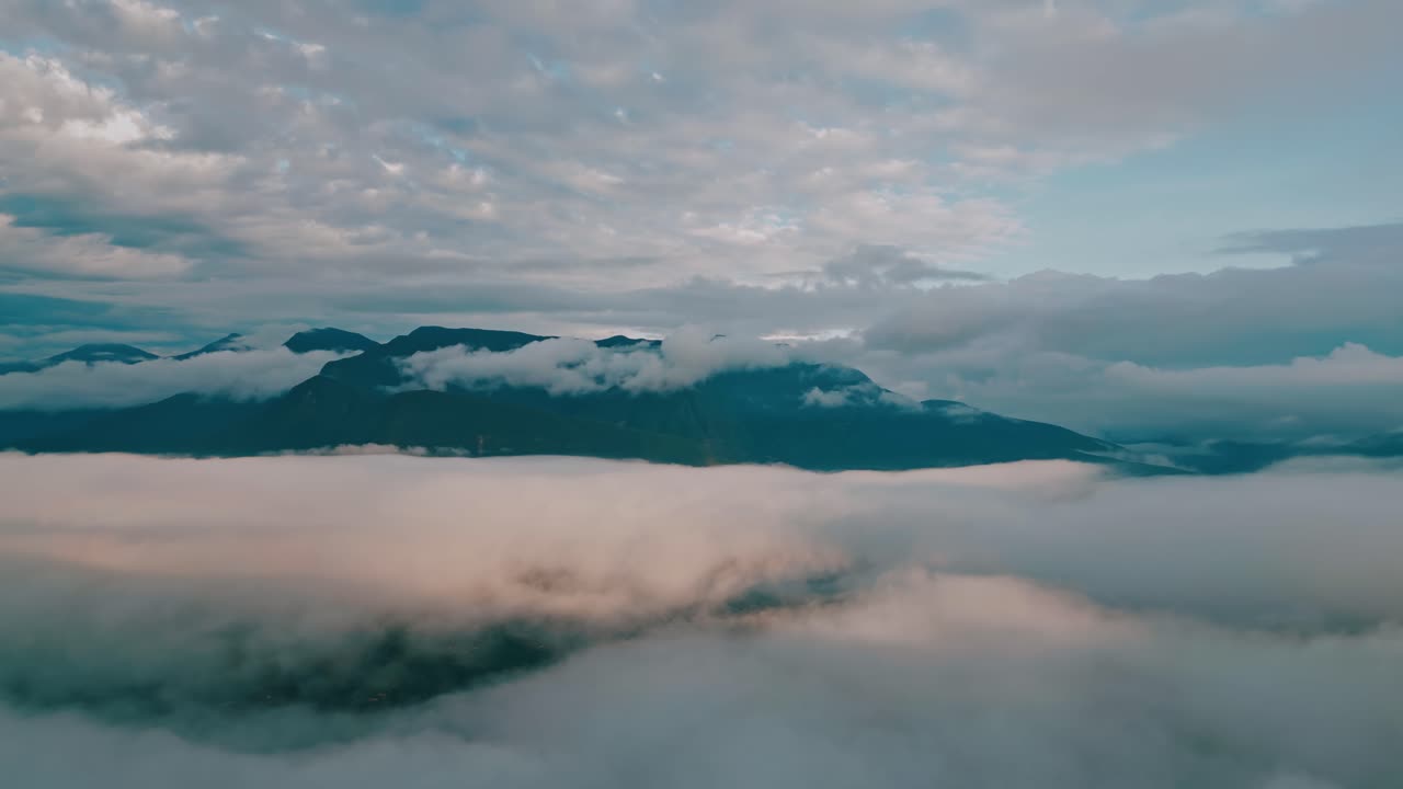 Drift through the clouds in this entrancing drone footage, as elegant birds glide past and grand mountain peaks ascend in the background, perfectly accentuating the lush Yungas cloud forest below