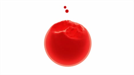 red liquid droplets falling into a sphere