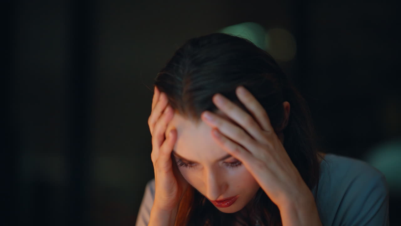 Portraits of stressed and sad women