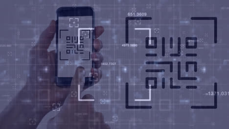 animación del código qr y el escaneo del código qr en el teléfono inteligente