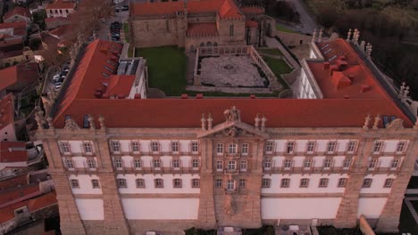 aerial - santa clara monastery with cloister garden in vila do conde portugal