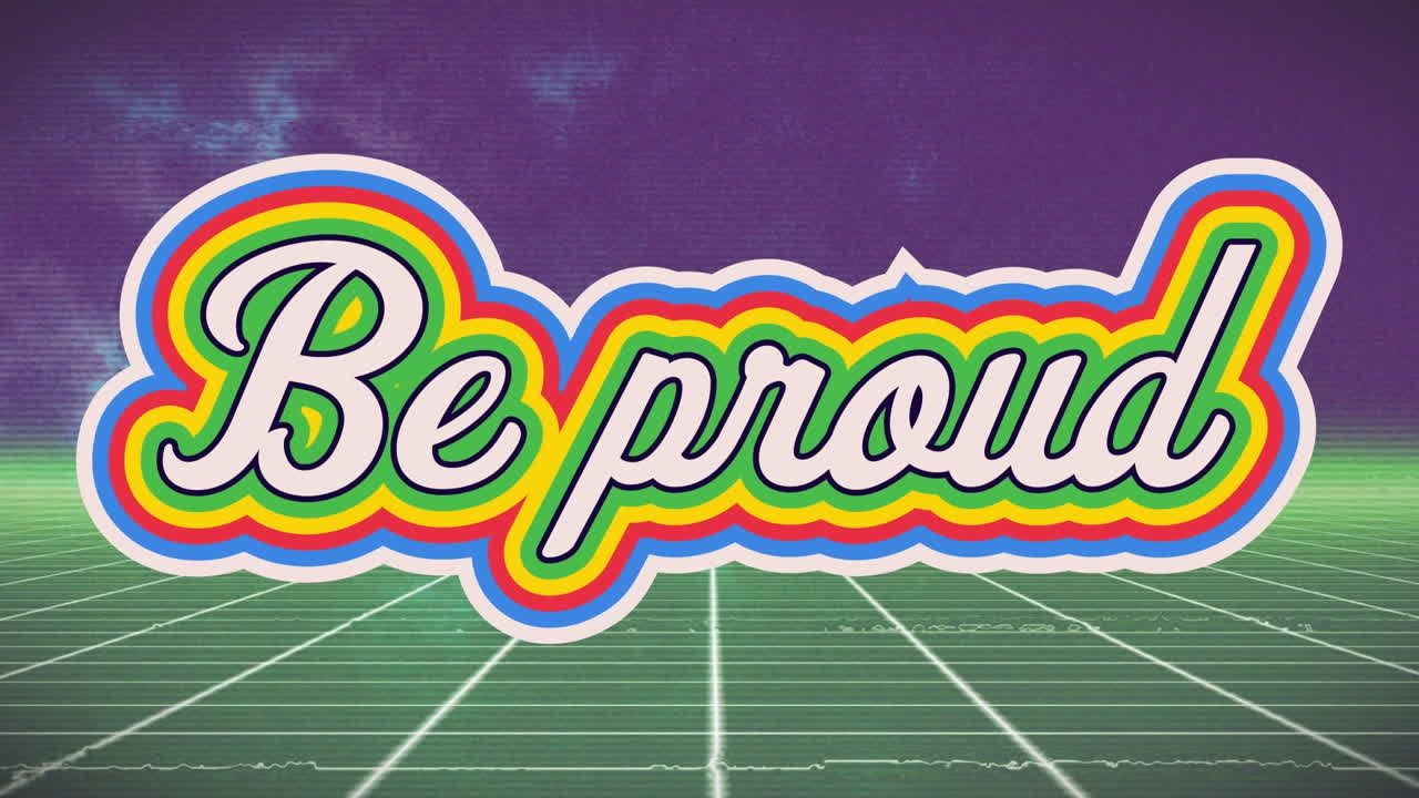 파란색 배경에 다채로운 글자로 인사 텍스트의 애니메이션