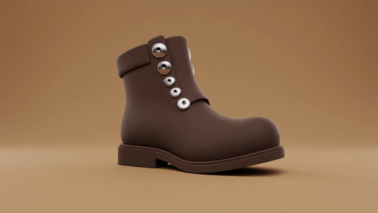 Brauner Stiefel rotiert in einem 3D-Studio-Rendering