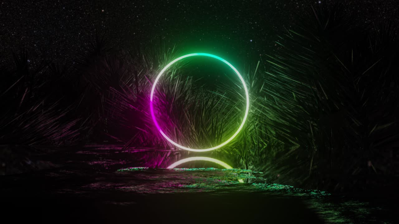 абстрактная анимация 3d-неонового круга.