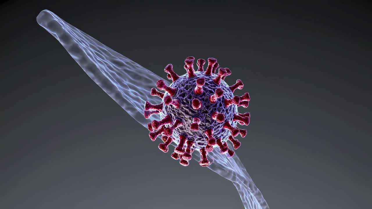 3D rendering of a virus particle with a dark background