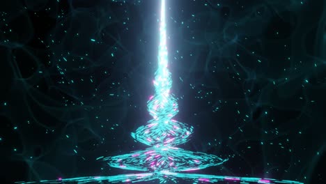4k video animation of abstract sci-fi energy particles beam coming from ground to upward with heavy foggy environment and particles.