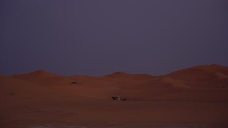 Desert-dunes-at-night-in-Morocco,-Sahara-desert,-Africa