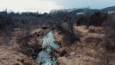 Blick-Auf-Einen-Fluss,-Der-Ein-Grasland-Durchschneidet