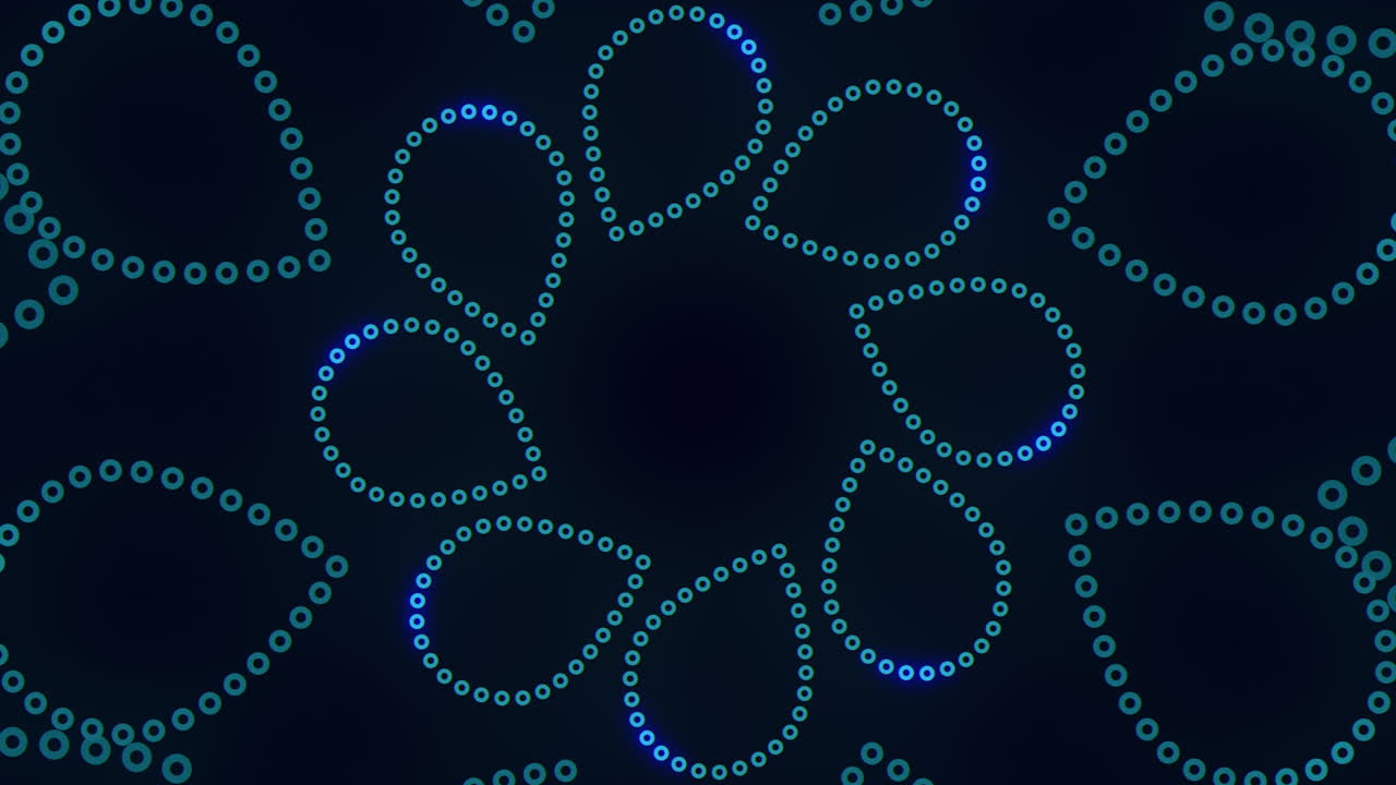 Abstract dotted molecule network background with glowing blue circles, seamless motion