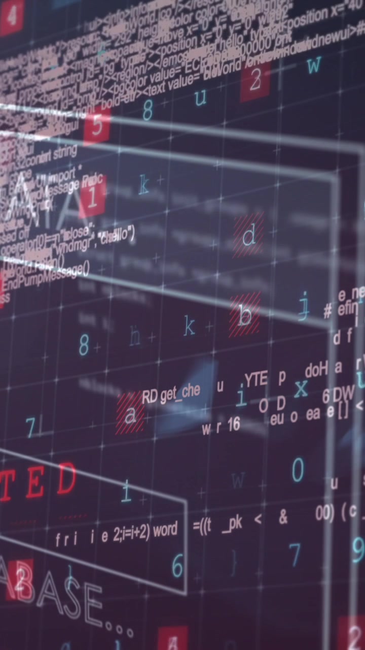 Animation of data processing on screen over cyber attack warning