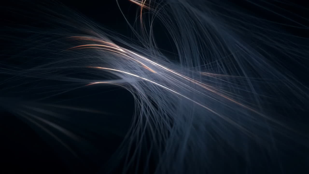 Abstract Flowing Light Trails on Dark Background