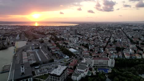 sunset over the city of burgas