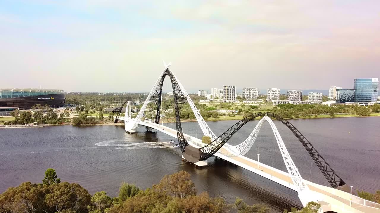 Aerial View of Matagarup Bridge in Perth, Australia