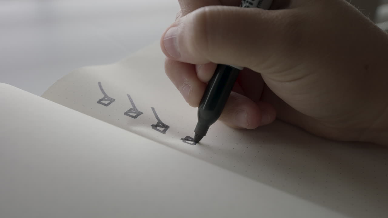 Marking Items Off Checklist in Office Setting