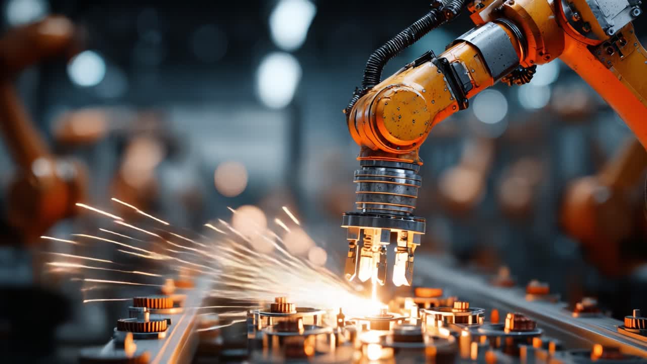 Advanced Automation: Precision Robotics in Industrial Manufacturing Environment Demonstrating Efficiency and Precision in Modern Production Processes