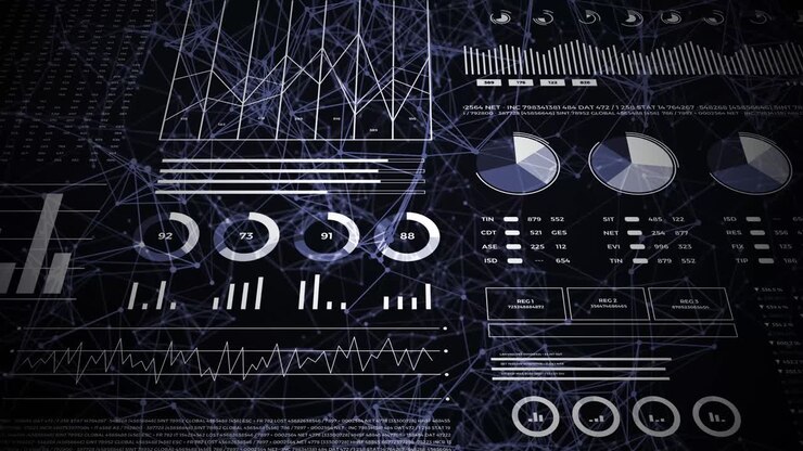 Data and report statistics, animation with graph diagrams.