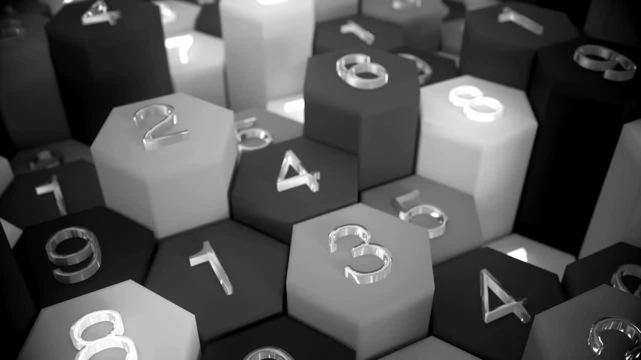 4k cuadrícula de panal abstracta con números aleatorios.