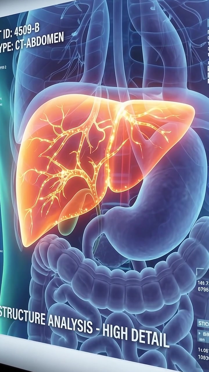 Digital Medical Scan of Human Liver Anatomy