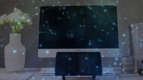 animación de redes de conexiones a través de tablets y televisores