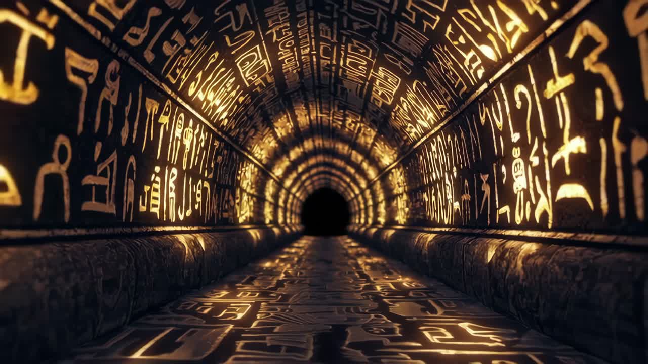 Ancient Tunnel with Hieroglyphs