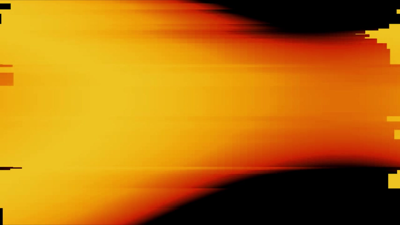 Efecto de glitch digital abstracto con luz naranja y roja pulsante.