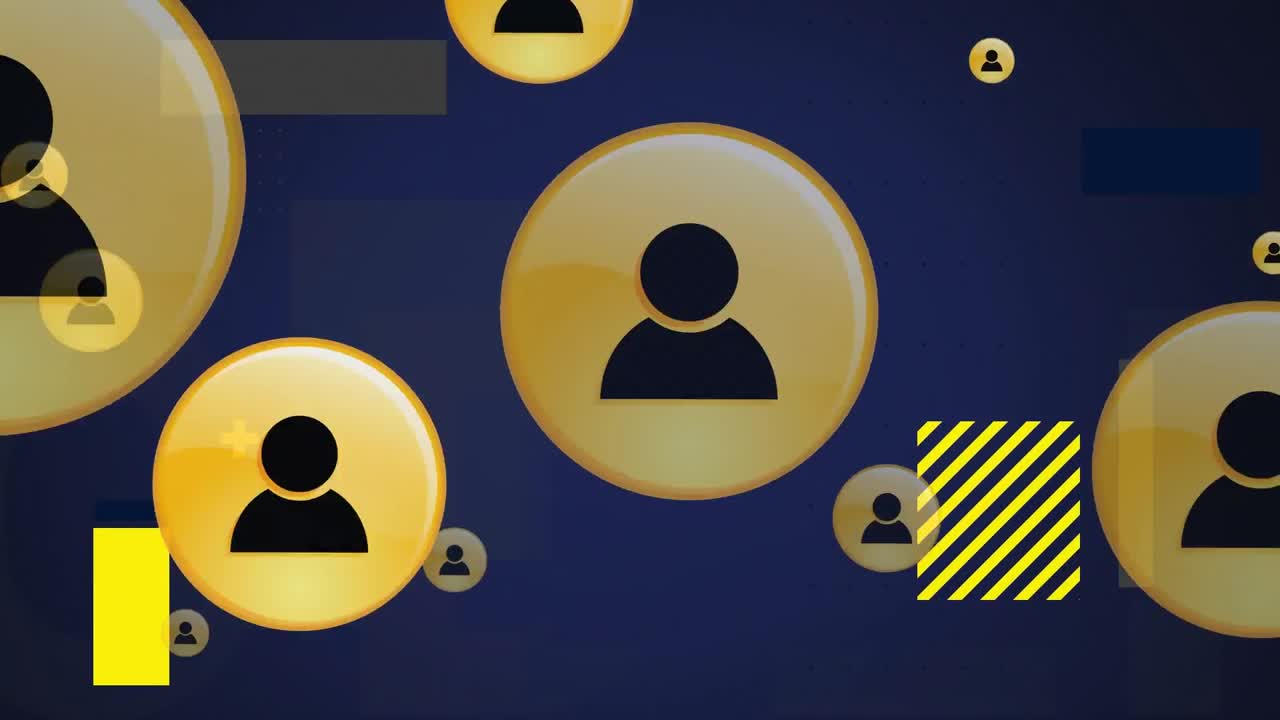 Animazione di icone di persone dei social media con marcatori lampeggianti