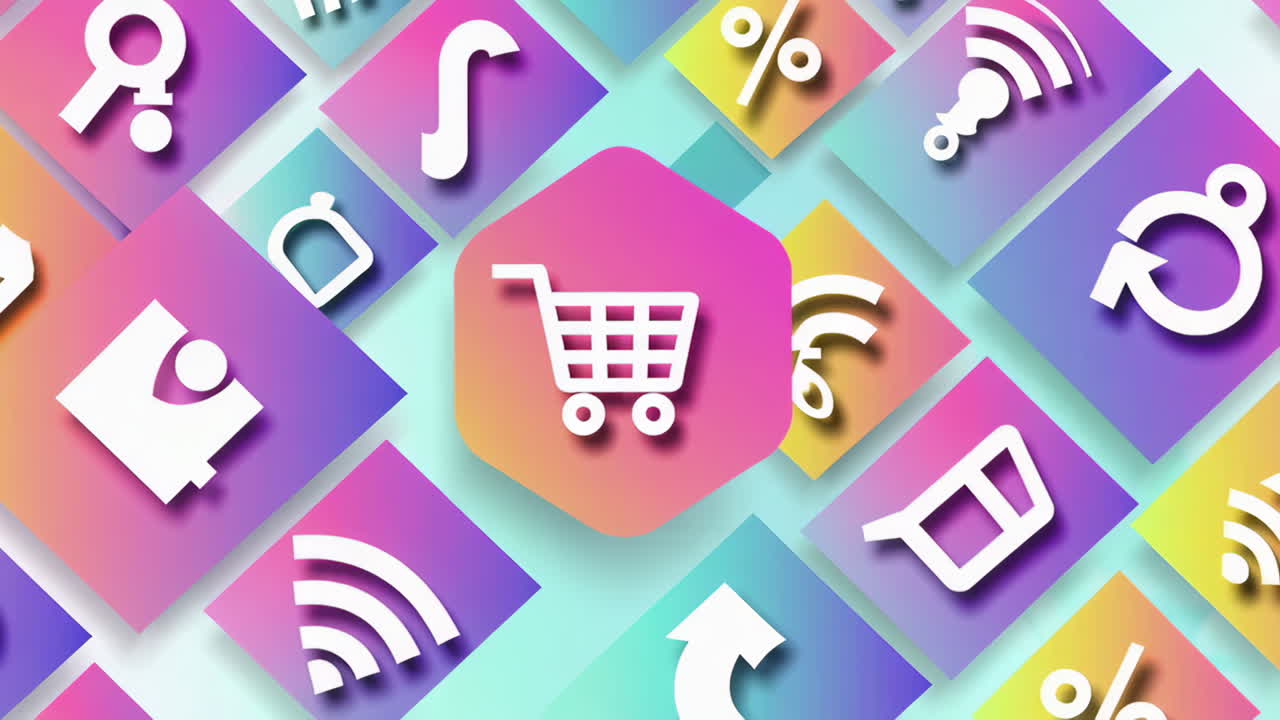 Abstract Digital Backgrounds with E-commerce and Technology Icons