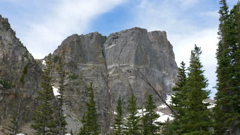 majestic mountain peak with coniferous trees