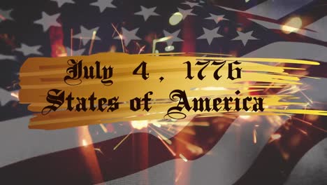 Animation-of-4th-of-july-independence-day-text-over-sparklers-and-flag-of-united-states-of-america