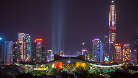 night illuminated shenzhen civic center mountain park top panorama 4k time lapse china