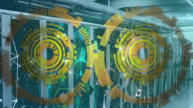 Animation of data processing and scopes over computer servers