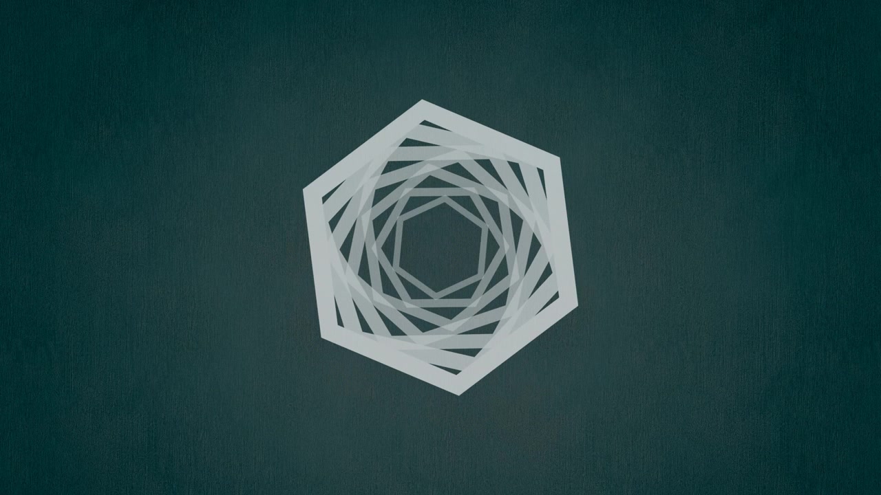 Animación de formas y puntos sobre fondo negro.