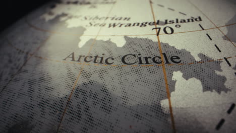 close-up view of the arctic circle on a globe