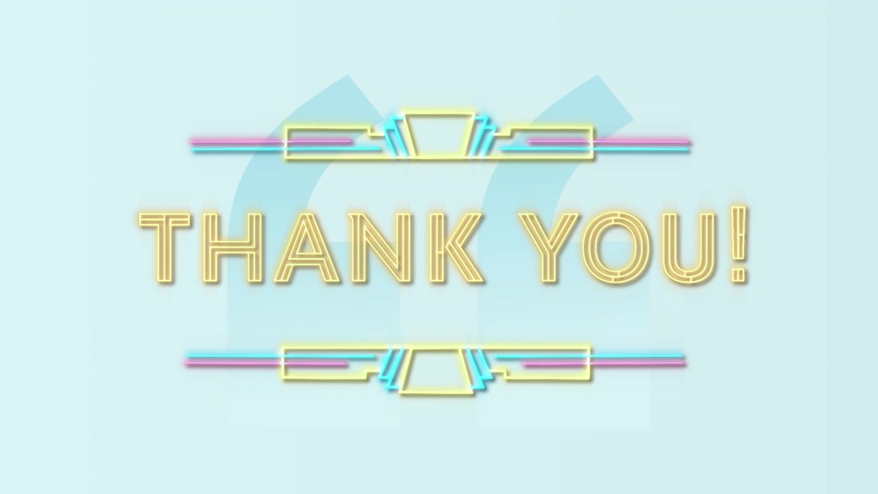 ロード時に「THANK YOU!」のテキストが表示され、装飾バーが輝く金色に変化し、灰色に後退しながら感謝を示している。