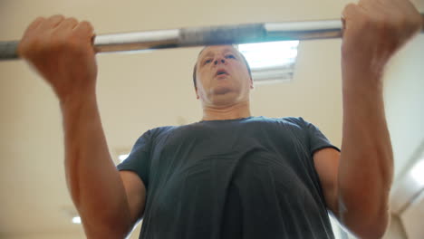 intensive strength training with barbell