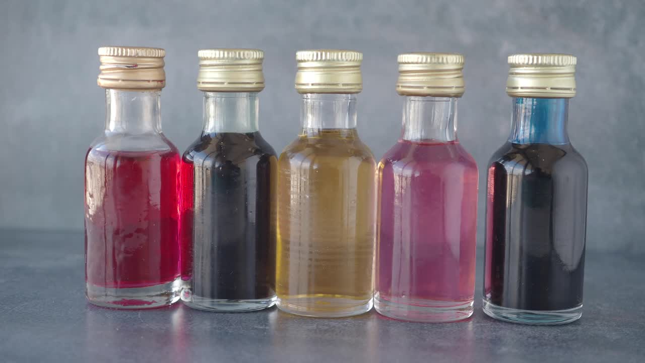 Colorful Food Coloring Bottles