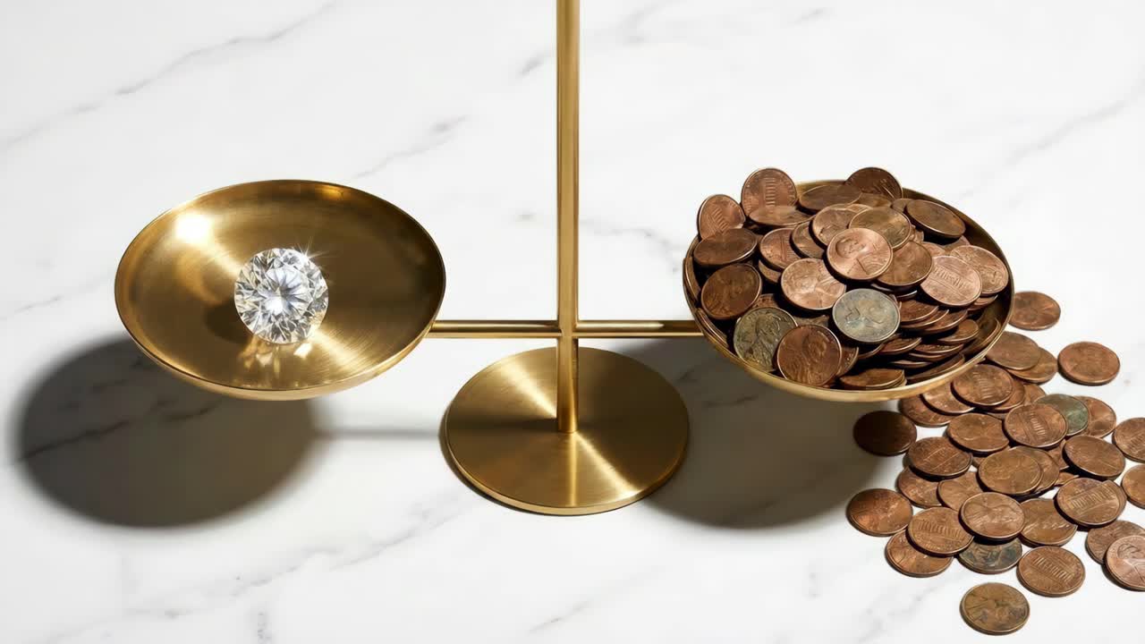 Diamond versus Pennies on a Balance Scale