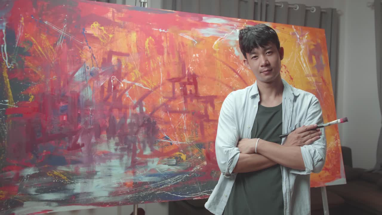 Asian Male With Abstract Painting
