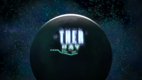 celebración del día del padre bola negra con el día del padre en un fondo de gradiente azul púrpura estrellado