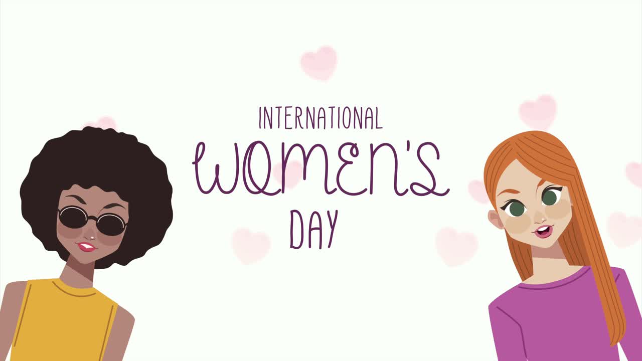 happy womens day lettering with girls