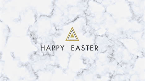 happy easter with gold triangles on marble pattern