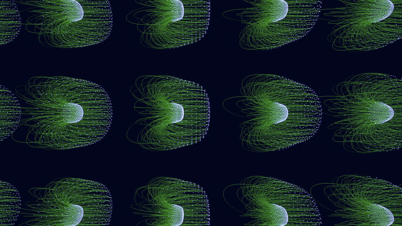 Circular green line and dot pattern on black background
