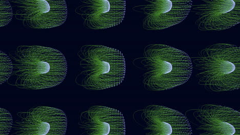 Circular-green-line-and-dot-pattern-on-black-background