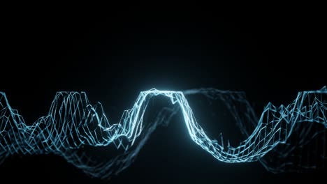 blue glowing wireframe shape objects moving in 3d motion background render animation