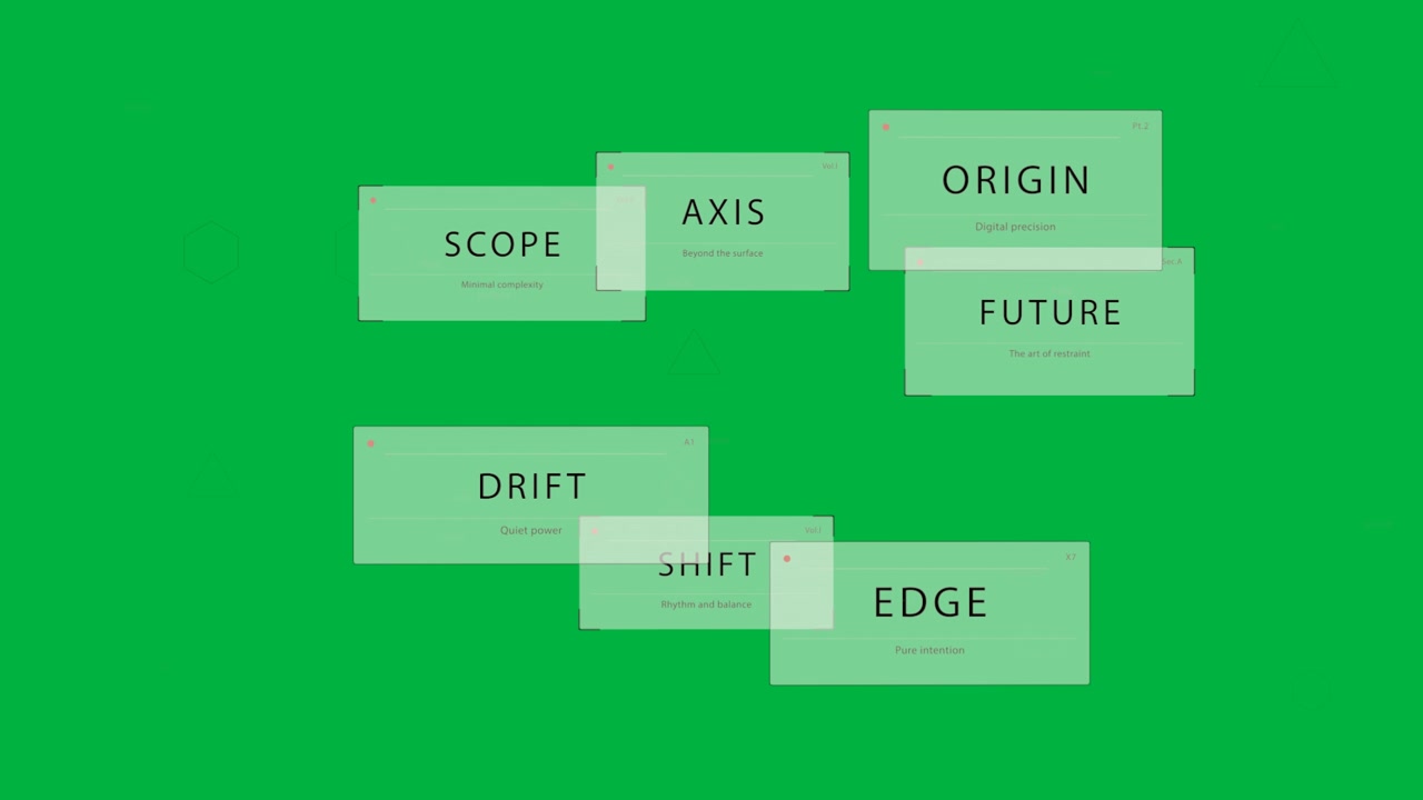 Labels appearing, panels sliding and linking in tech HUD over transparent, revealing red dot grid