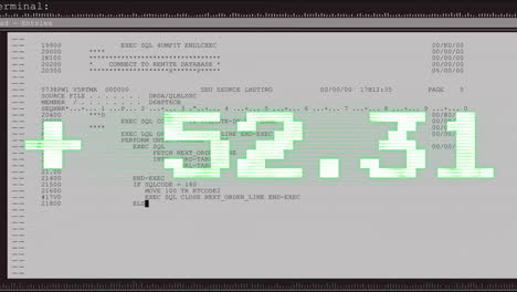 animation of financial data processing over screen