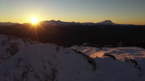 incredible sunset over the mountains in whistler area, canada