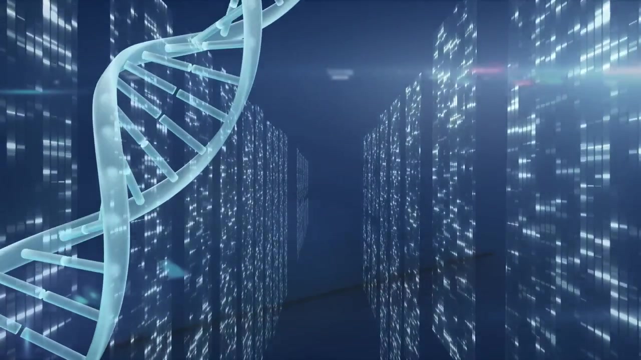 Animation of light spots over dna strand