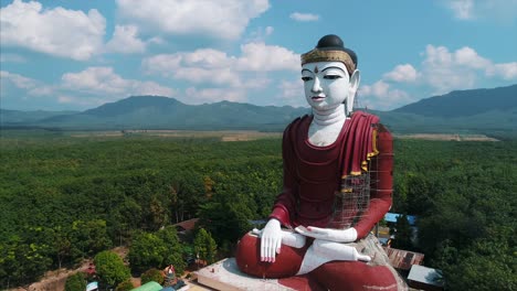 Aerial-Massive-Buddha-Statue-Asia-Countryside-Drone