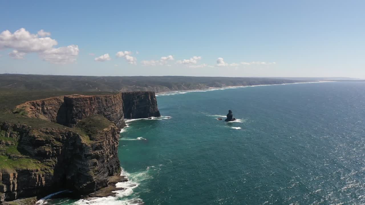 Ponta da Agulha in Arrifana Beach and Landscape, Algarve, Portugal – Aerial View
